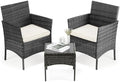 DUMOS 3 Piece Patio Furniture Set, Outdoor Wicker Bistro Set, Black by DumosLifestyle