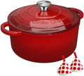 Enameled Cast Iron Dutch Oven - Umite Chef 5QT Pot with Lid & Cotton Potholders - Heavy-Duty Cookware for Bread Baking, Braising, Stews, Roasting(Red) by UmiteChef