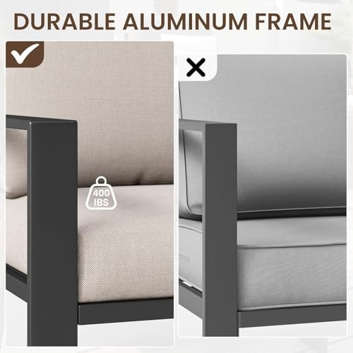 Outdoor Loveseat with Coffee Table Small Furniture Aluminum Patio Love Seat Couch Outdoor Chairs with 4" Cushion Loveseats Sofa for Poolside,Balcony,Deck,Yard - Image 6