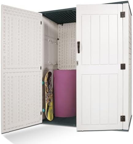 Outdoor Storage Cabinet, 52 Cu ft Resin Storage Box for Patio Garden Yard - Weatherproof Outdoor Storage Shed for Tools Pool Supplies - Lockable Vertical Storage Shed by Plainsity
