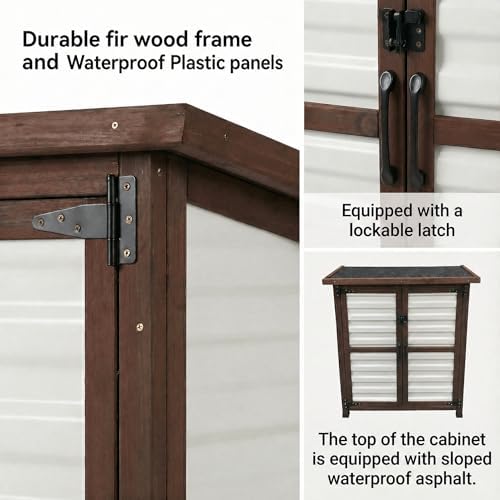 Small Fir Wood Outdoor Storage Cabinet, Weatherproof Garden Shed - Image 5