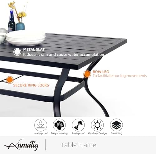 60"x38" Rectangle Outdoor Patio Dining Table Weather-Resistant for 6 Person - Image 4