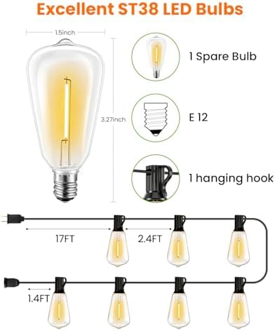 VOLIVO 100FT Outdoor String Lights for Patio, Waterproof Hanging Lights - Image 4