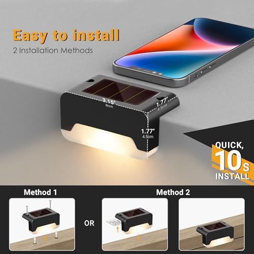 SOLPEX Solar Deck Lights, Solar Step Lights for Outside Waterproof Led Stair Light for Outdoor Fence, Balcony, Patio, Railing, Front Porch, Yard and Pathway(12pack Warm White) - Image 5