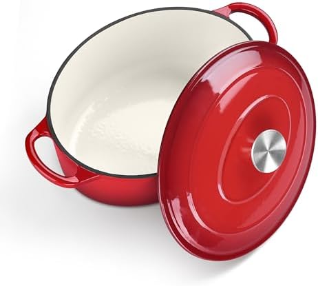 TeamFar Oval Dutch Oven, 5qt Enameled Cast Iron Dutch Oven Pot with Lid by TeamFar
