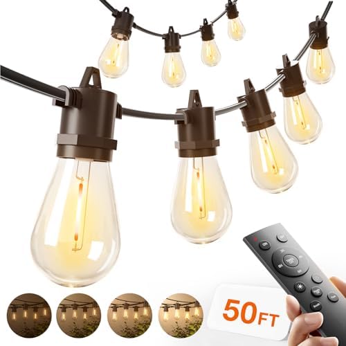 addlon 50FT Outdoor String Lights LED with Remote Dimmable Waterproof by addlon