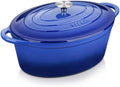 Velaze 7.5 QT Oval Enameled Cast Iron Dutch Oven Pot with Lid,Blue by Velaze