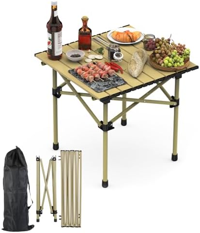 TeqHome Portable Camping Table, Camping Table Foldable with Carrying Bag, Ultralight Carbon Steel Beach Table Indoor Outdoor for Camping Picnic BBQ Beach Party Patio Fishing Carbon Steel by TeqHome