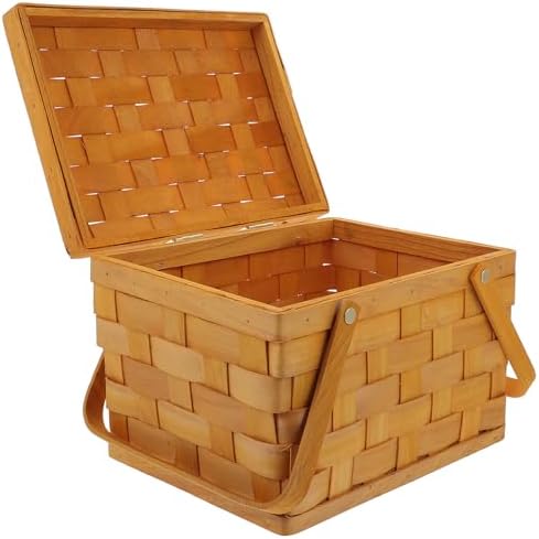 Wood Weaving Picnic Basket Portable Fruit Holder Home Storage Container by FONDOTIN