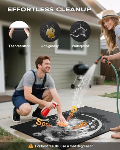 Non-Curl 40x80 inch Under Grill Mats for Outdoor Grill, Indoor Fire Pit Hearth Rugs for Fireplace, Double-Sided Fireproof, Oilproof & Waterproof BBQ Grill Mat, Easy to Clean,for Deck/Patio/Lawn - Image 6