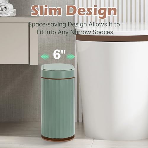 ELPHECO Bathroom Trash Can with Automatic Lid, 2 Gallon, Sage Green Gold - Image 5