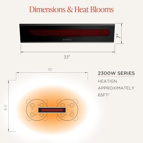 Bromic Platinum Smart Heat 2300W Electric Patio Heater - Radiant Infrared, 220V-240V, Black Finish - BH0320003 - Image 5