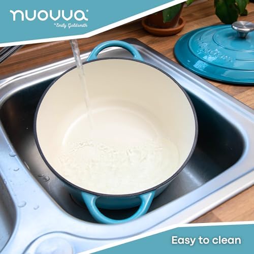 Cast Iron Dutch Oven with Lid - Non-Stick Ovenproof Enamelled Casserole Pot - Sturdy Dutch Oven Cookware - Blue, 7.3- Quart, 30cm- by Nuovva - Image 5