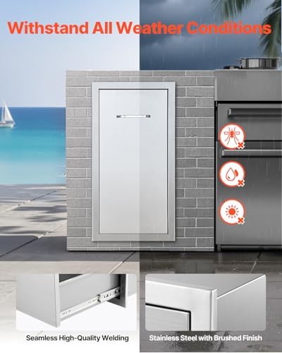 VEVOR Outdoor Kitchen Drawers 11.81" W x 23.62" H x 19.6" D Stainless Steel - Image 5