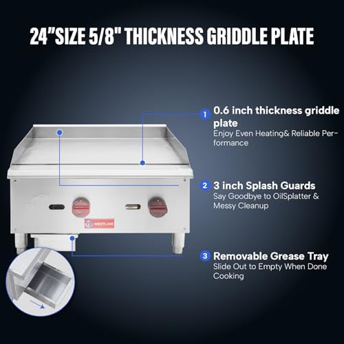 WESTLAKE 24"W Commercial Gas Griddle Countertop - Image 5
