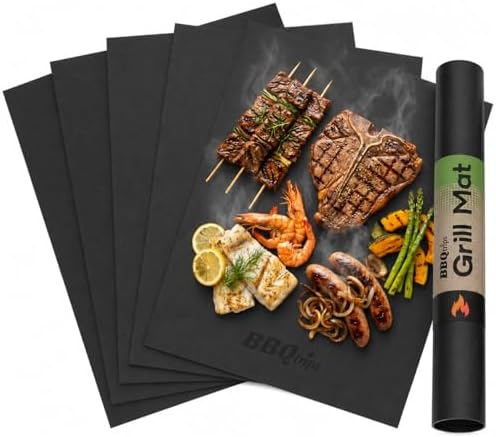 Grill Mats for Outdoor Grill (5 Pack) Non-Stick Reusable Sheets by ProBBQToolsFactoryDirect%EF%BC%81