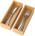 Lixple Bamboo Kitchen Drawer Organizer, 2 Pack, 9" x 3" x 2" by Lixple