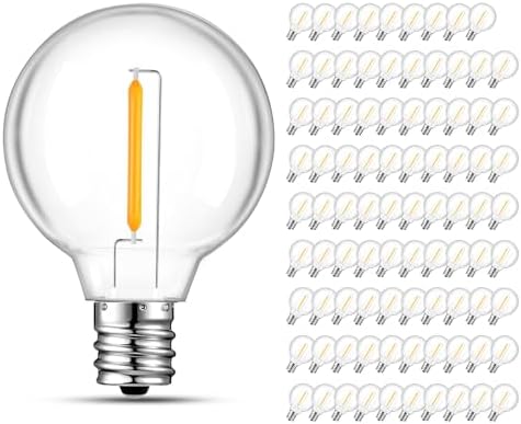 GvvooHome 90 Pack LED G40 Replacement Bulbs for String Lights, Shatterproof Plastic Globe Bulb for Indoor Outdoor Patio Decor, E12 Candelabra Socket Base, Warm White by GvvooHome