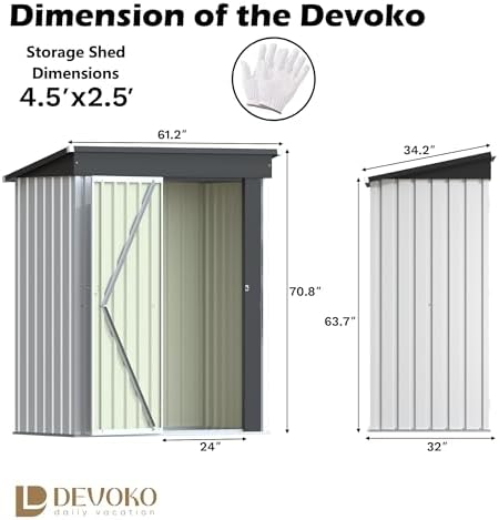 Devoko 5x3 FT Outdoor Storage Shed, White - Image 5
