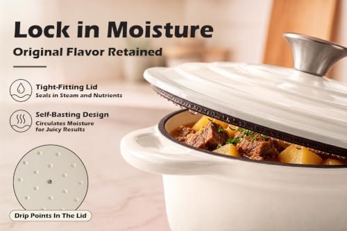 Leonyo 2Quart Small Enameled Cast Iron Dutch Oven with Lid,Light Sandalwood - Image 4