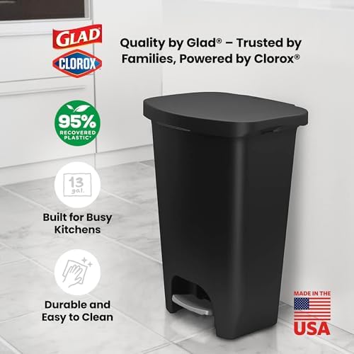 Glad Trash Can with Clorox Odor Protection | Plastic Bin, 13 Gal, Black - Image 6