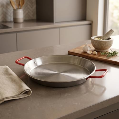 Magefesa 10.5" Carbon Steel Paella Pan – 26 cm - 2 Servings, Durable & Lightweight with Dimpled Surface, Ideal for Outdoor Cooking & Traditional Valencian Paella - Image 2