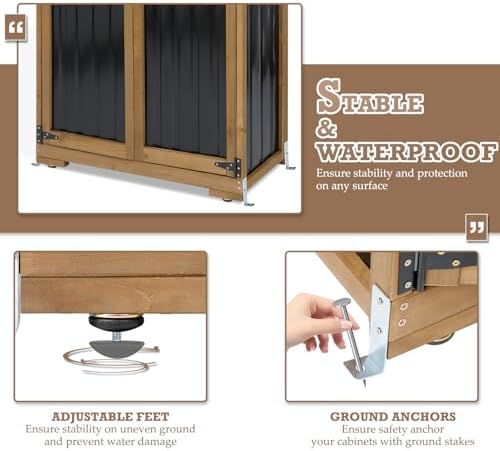 Outdoor Storage Cabinet with Shelves, Weatherproof Tool Shed for Patio - Image 5