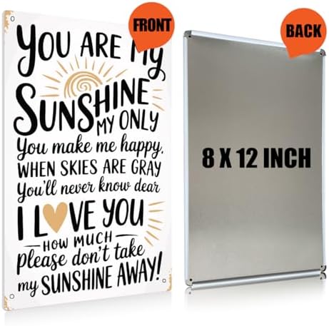BEASTZHENG You Are My Sunshine Decorative Tin Sign Cream with Gray Lettering Metal Sign, Retro Plaque Poster Home Wall Art - Image 2