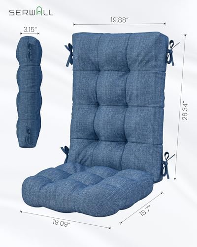 SERWALL HDPE Outdoor Rocking Cushion Set of 4, Navy - Image 3
