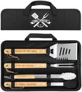 4PCS Grilling Accessories BBQ Tools - Stainless Steel Grill Set with Tongs, Fork, Spatula, Brush, Carrying Bag, Birthday for Men, Father, Husband by Coralogo