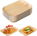50 Pcs Wood Grain Paper Plates, 6.5 x 5 Inch Rectangle Plates, Disposable Rustic Party Plate for Woodland Baby Shower, Camp Fire, Camping, Lumberjack Birthday Party Supplies (S) by DTFMZOV