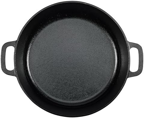 Amazon Basics Pre-Seasoned Cast Iron Dutch Oven Pot with Lid and Dual Handles, Oven Safe, Heavy-Duty, 7-Quart, Round, Black - Image 3