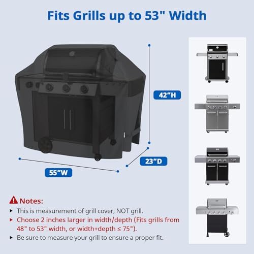 SunPatio 55 Inch Grill Cover for Outdoor Grill Heavy Duty Waterproof, Black - Image 2