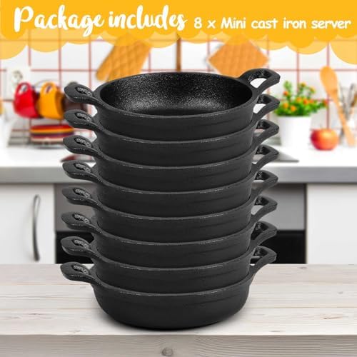Ziliny 8 Pack Mini Cast Iron Skillets 5 x 5 x 1.3 Inch Pan Ramekin Set - Image 3