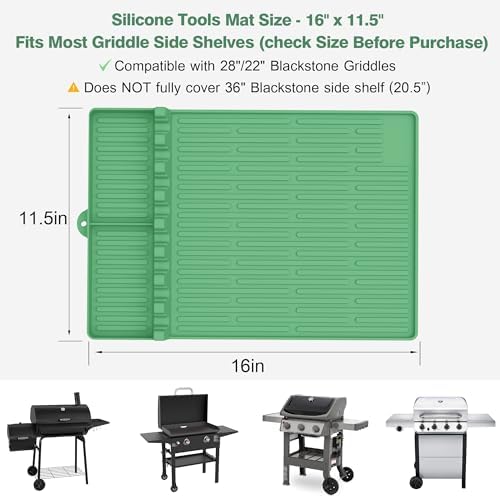 Silicone Grill Mat for Blackstone Griddle Accessories, 8-Slot Tool Mat - Image 4