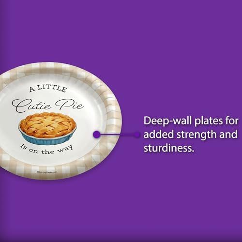 Birthday Galore Our Little Cutie Pie Is On The Way Baby Shower - 32 Piece Disposable Party Supplies - Fall Baby Shower Decorations - Round Party Plates - Large 9" Paper Plates In Bulk - Image 5