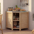 MOUMON Corner Patio Kitchen Storage Cabinet with Stainless Steel Countertop by MOUMON