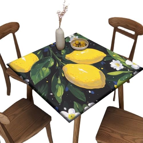 Square Table Topper, Lemon Grove Pattern Printed on Stain Resistant Patio Table Cover Square, Perfect for Breakfasts Tea Gatherings, Fit for 60" x 60" Square Tables by JRBSZMI2