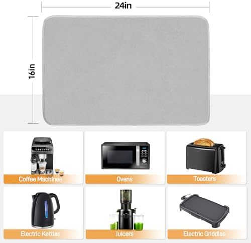 Heat Resistant Mats for Air Fryer on Countertop, 24 x 16in, Grey - Image 5