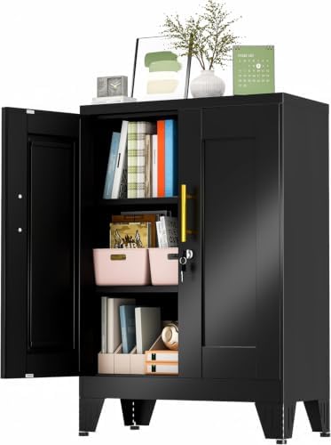 GAIOUS 36" Metal Office File Cabinet, Black Locked Garage Storage Cabinets by GAIOUS
