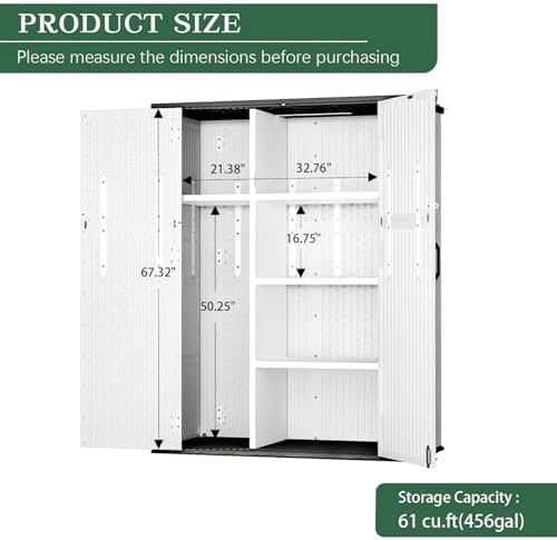 Outdoor Storage Shed Resin Waterproof Storage Cabinet for Patio Garden - Image 2
