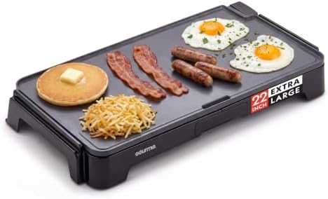 Gourmia Electric Griddle - 22” XL Nonstick Ceramic Cooking Surface, Black by Gourmia