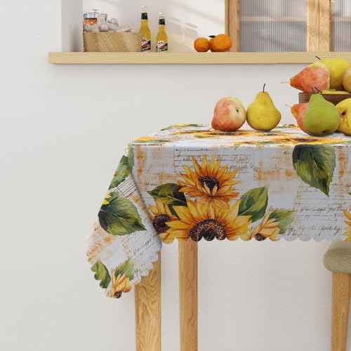 Sunflower Tablecloth 60x60 Inch Square Rustic Orange Floral Yellow Country Tablecloths Polyester Table Cloth for Holiday Parties Kitchen Dining Indoor Outdoor - Image 3