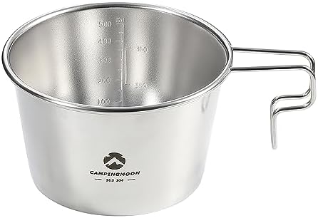 CAMPINGMOON Deep Sierra Cup 600ml Stainless Steel Camping Cup 304 Food Grade Outdoor Cooking Bowl Measurement Marks Stackable Camping Cookware Backpacking Hiking Campfire Use S369 by CAMPINGMOON