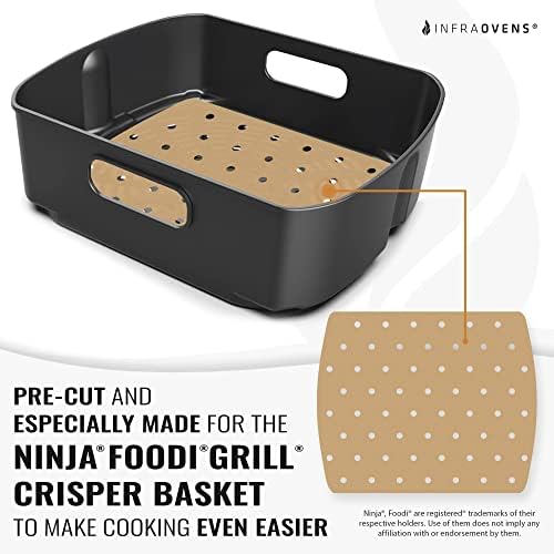 Air Fryer Unbleached Parchment Paper For Ninja Foodi Grill 5-in-1 AG301, 4qt Ninja Foodi Accessories, AirFryer Accessories, 100pcs Air Fryer Liners, Heat Resistant Mat Cookware by INFRAOVENS - Image 2