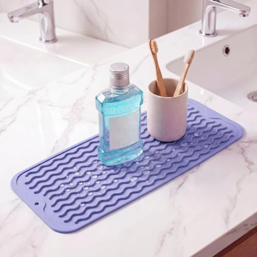 MicoYang Silicone Dish Drying Mat for Multiple Usage,Easy clean,Eco-friendly,Heat-resistant Silicone Mat for Kitchen Counter,Sink,Bar,Bottle,or Cup Light Purple M 17 inches x 6 inches - Image 6