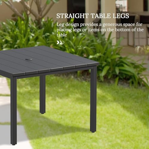 VICLLAX Outdoor Dining Set for 4, 5 Pieces Patio Dining Furniture Set with Umbrella Hole- 40.2" Patio Table and Chairs for Balcony, Garden and Deck, Grey Wood Grain Tabletop - Image 2