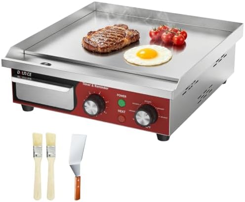 14"x11.8" Commercial Electric Griddle with 5 Minute Reminder Timer by DULNICE