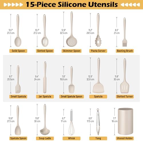 Homikit 15-Piece Kitchen Cooking Utensil Set, Silicone Utensils with Holder - Image 2