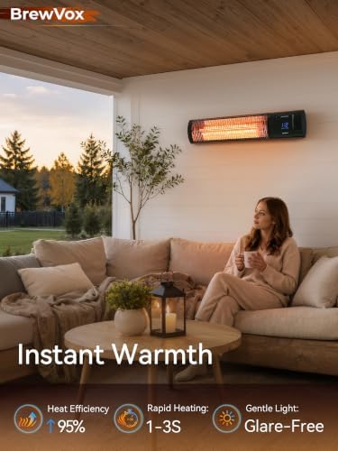 1500W Patio Heater, Electric Outdoor Heaters for Patio with Thermostat, Instant Warmth Carbon Fiber Infrared, Smart App & Remote Control, Wall & Stand Mount, IP65 Waterproof - Image 2
